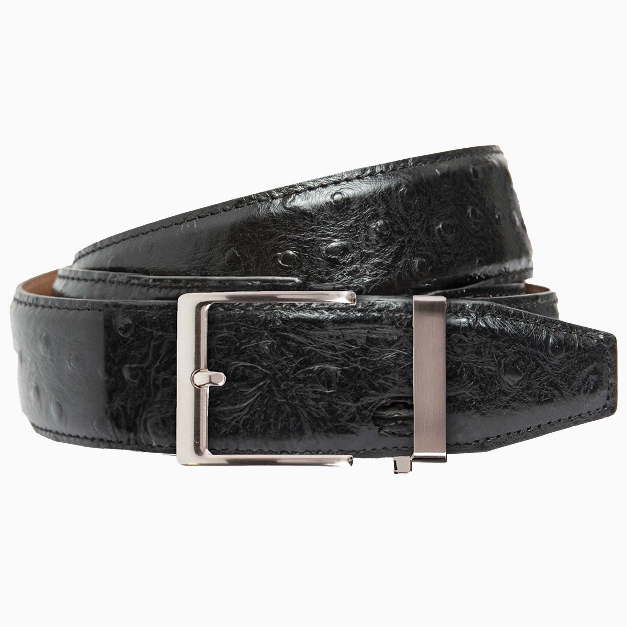 ostrich dress belt Full Quill Handmade Belts Black Ostrich Leather Handcrafted in America Silver buckle Leather keeper 1373L This black ostrich belt from Tony Lama features a silver buckle Men's Black Cherry Ostrich Belt