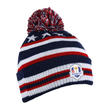 2025 Ryder Cup Red, White, and Navy Acrylic Knit with Cuff and Pom