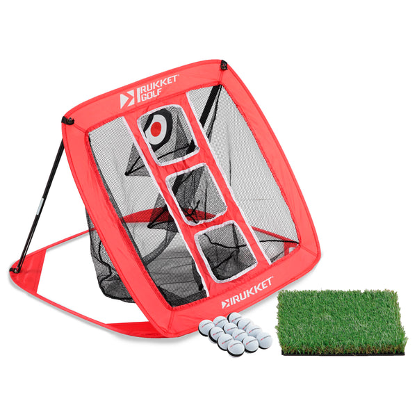 Haack Chipping Net with Turf Mat & 12 Practice Balls - Rukket Golf