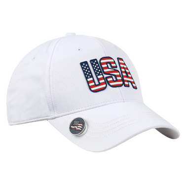 Americana White Performance Polyester Ballmarker Cap