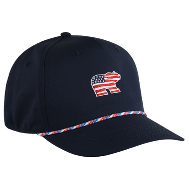 Jack Nicklaus USA Bear Navy Aerosphere Tech Fabric 5-Panel Rope Cap