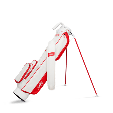 Sunday Golf The Loma | Red & Off-White Par 3 Bag
