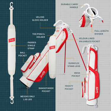 Sunday Golf The Loma | Red & Off-White Par 3 Bag