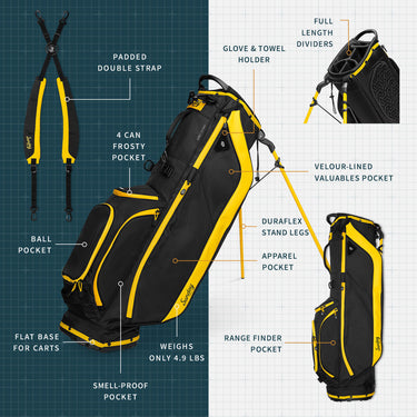 Sunday Golf Ryder | Black & Yellow Full Size Stand Bag