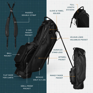 Sunday Golf Ryder S-Class | Black Vegan Leather Full Size Stand Bag