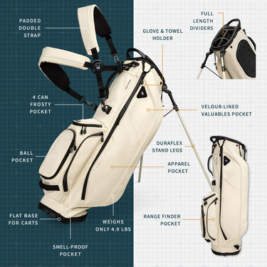 Sunday Golf Ryder S-Class | Cream Vegan Leather Full Size Stand Bag