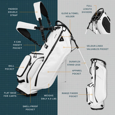 Sunday Golf Ryder S-Class | White Vegan Leather Full Size Stand Bag