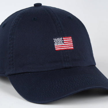 American Flag needlepoint hat -Navy