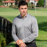 Nicklaus Heather Fine Stripe Long-Sleeve Polo -S / Muted Grey